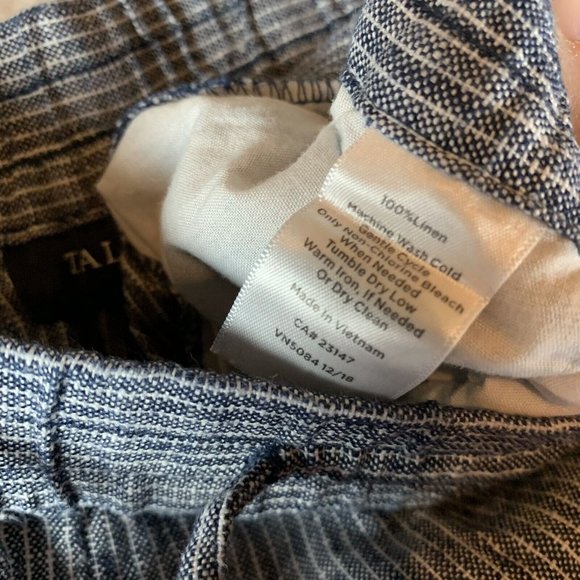 Talbots Pants Women's 8 White Blue‎ Striped Wide Leg Drawstring 100% Linen 7808 - Picture 6 of 8